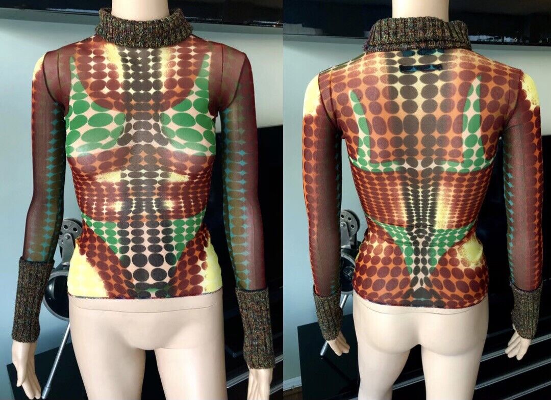 Jean Paul Gaultier F/W 1995 Runway Iconic Cyber Dots Sheer Jean Paul Gaultier F/W 1995 Runway Iconic Cyber Dots Sheer