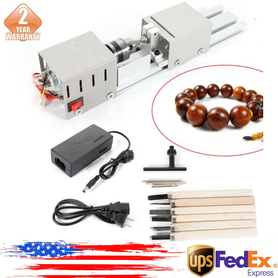 100W Mini Lathe Beads Polisher Machine Wood Woodworking Cutting Tool