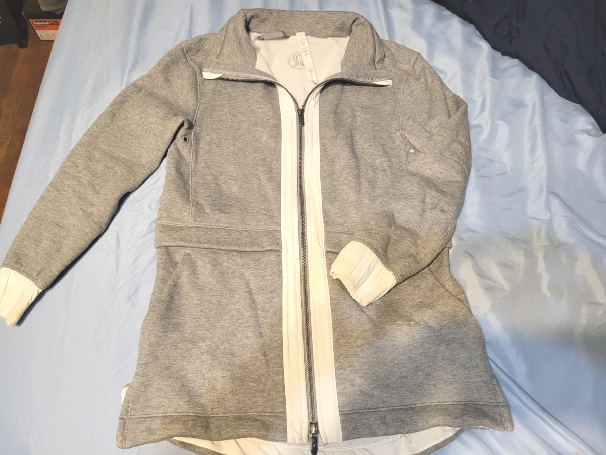 LULULEMON Women s Sz 6 Full Zip Gray White Jacket CA35801 RN 106259