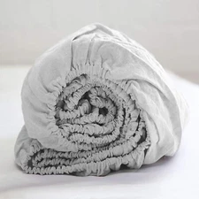 Simple&Opulence 100% Linen Fitted Sheet (1 Piece) Mattress Cover, Natural Bel...