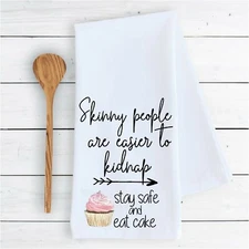 kitchen bathroom towels Skinny people stay safe eat cake funny dish drying cloth