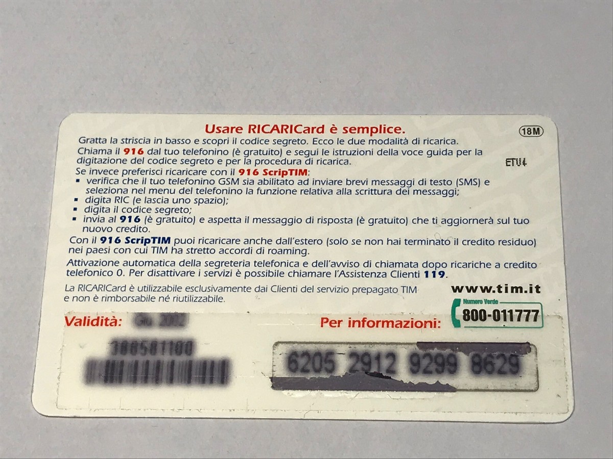 Scheda per Ricarica Telefonica Tim 100 Centomila Lire Fumetti da