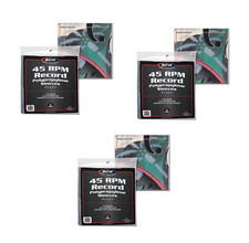  3 Packs / 300 BCW 45 RPM Record Album Sleeves Clear Plastic Polypropylene