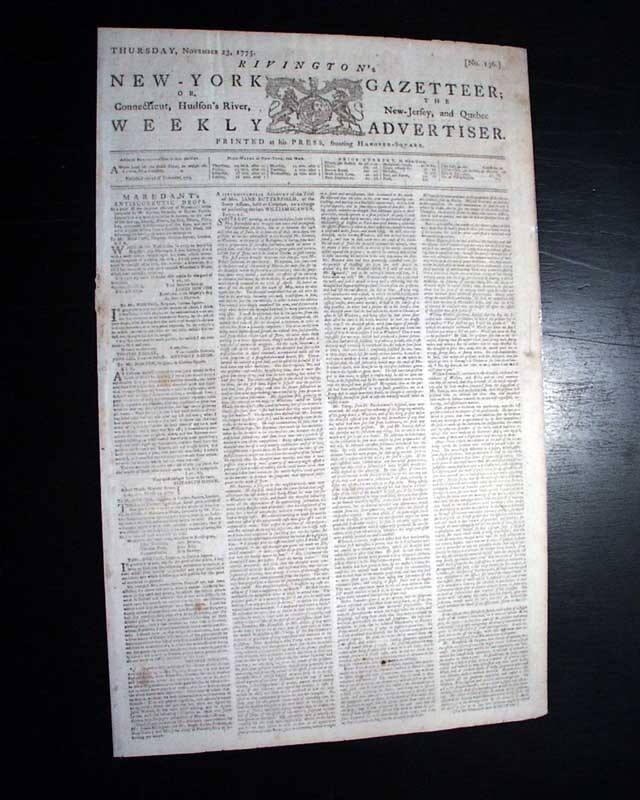 Very Rare REVOLUTIONARY WAR Spy Publisher James Rivington Tory