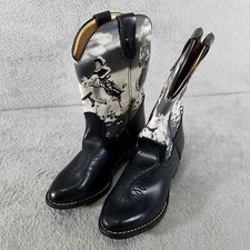 Vintage Durango Western Boots Kids 13.5 Shades of Old West Cowboy Horse Print