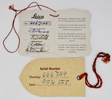 Leica Inspection Tag of Leica IIIF  606749,952550 ......... Minty