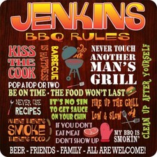 Custom BBQ Rules Sign with Funny Phrases - Outdoor BBQ Signs - Backyard