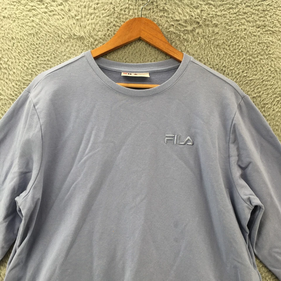 Fila Pullover Sweatshirt Womens L Blue Cotton Blend Solid Side Pocket Crew Neck - Image 2 of 4