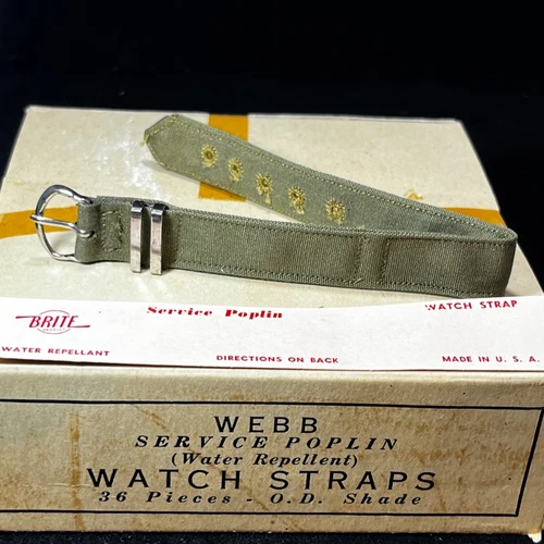 Vintage NOS 1940s WW2 US MILITARY Issue Brite 1-Piece Watch Band 16mm 5/8" B0-1