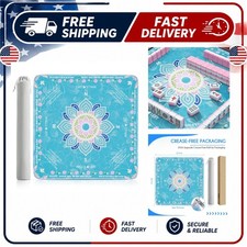 American Mahjong Mat 32.4 x 32.4 in Non-Slip Velvet Surface Cyan