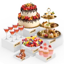 Buffet Risers Set of 6 Food Display Risers for Party, White Dessert Stands, A...