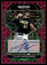 2022 Prizm Draft Picks Base Prizms Neon Pink Velocity 192 Tyler Woessner Auto BB