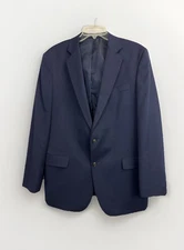 Stafford Super Suit Blazer Stretch Solid Navy Blue Jacket Men’s 42R Wool Blend