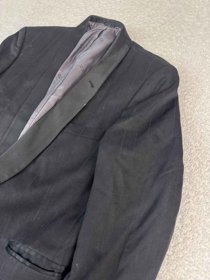 Vintage Christian Dior Blazer Mens 38S Black Tuxedo Shawl Lapel Jacket 80s - Image 2 of 4