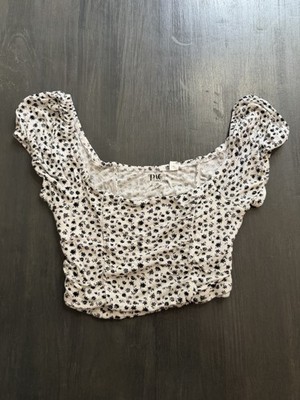 PAC Sun PAC Cares Floral Ribbed Puff Sleeve Crop Top XS Cottagecore