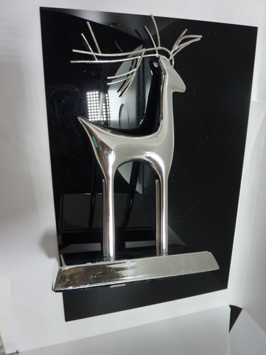 Silver Metal Reindeer Stocking Holder Chrome Christmas Hanger Simple Clean Deer - Picture 3 of 4