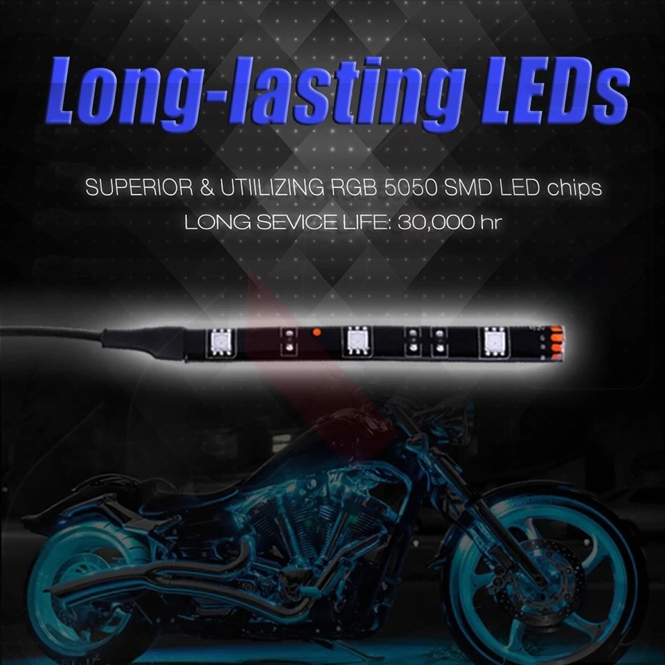 6pcs Multi-Color Waterproof Flexible Strip Motorcycle Car LED NEON Lighting Kit Foto 3 de 4