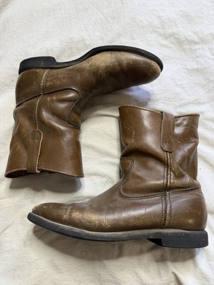 靴 VINTAGE / leather pecos boots Vintage Red Wing Shoes Brown Pecos Leather Boots Made in USA Mens