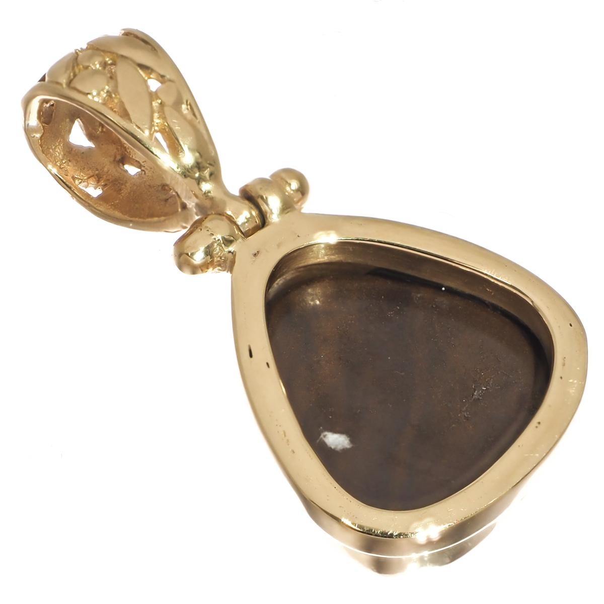 Vermeil Gold Blue Green Red Crystal Flash Aussie Opal 925 Silver Pendant, 1"