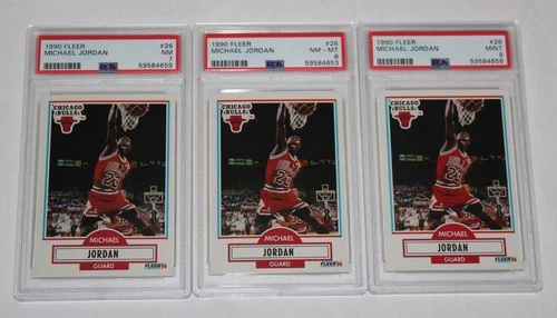 1990 Fleer Basketball Card #26 MICHAEL JORDAN Chicago Bulls PSA 9 MINT 8 NM-MT 7