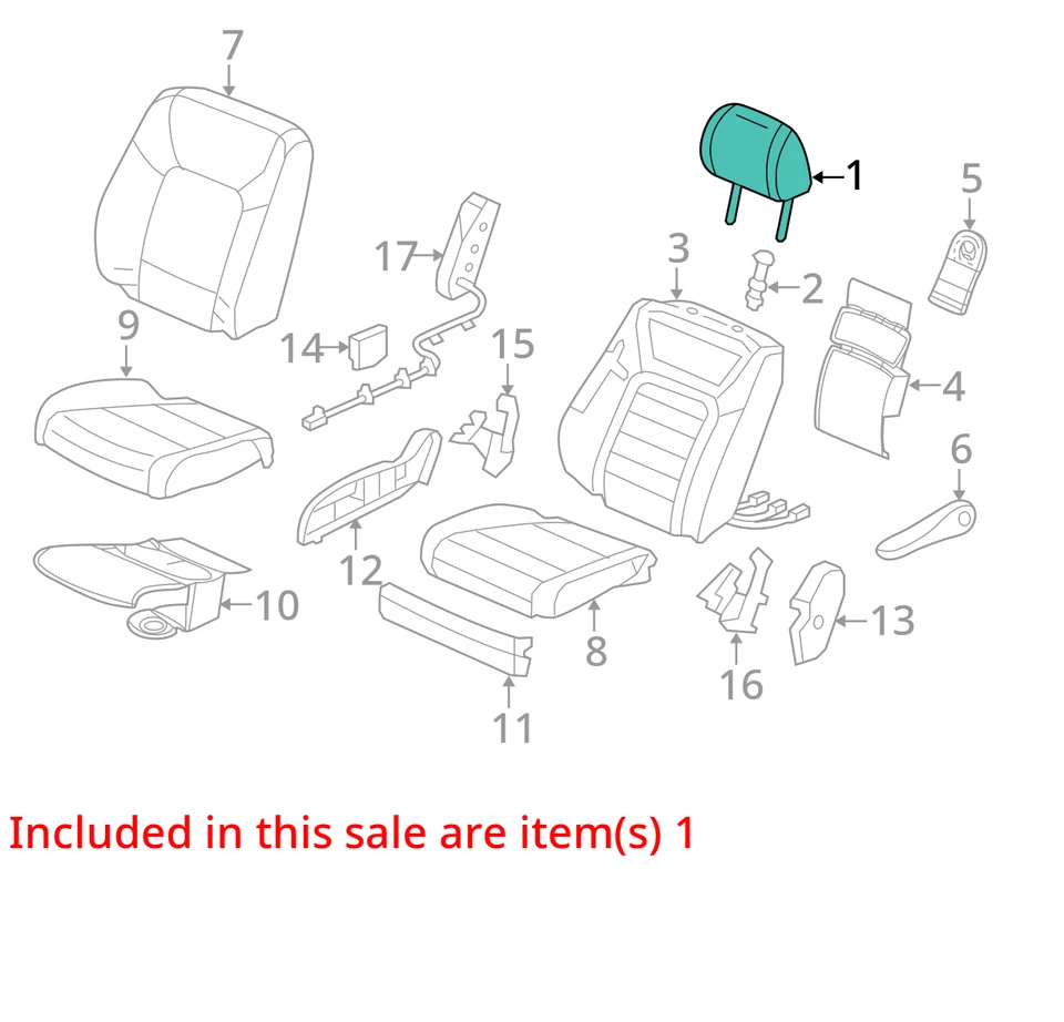 Se adapta a Honda Pilot 2016-2022 reposacabezas delantero izquierdo conductor cuero negro OEM Foto 4 de 4