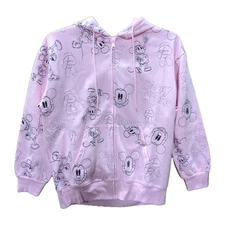 Disney Women's Mickey Mouse Full-Zip Jacket Embroidered Pink sz MEDIUM*READ*T11