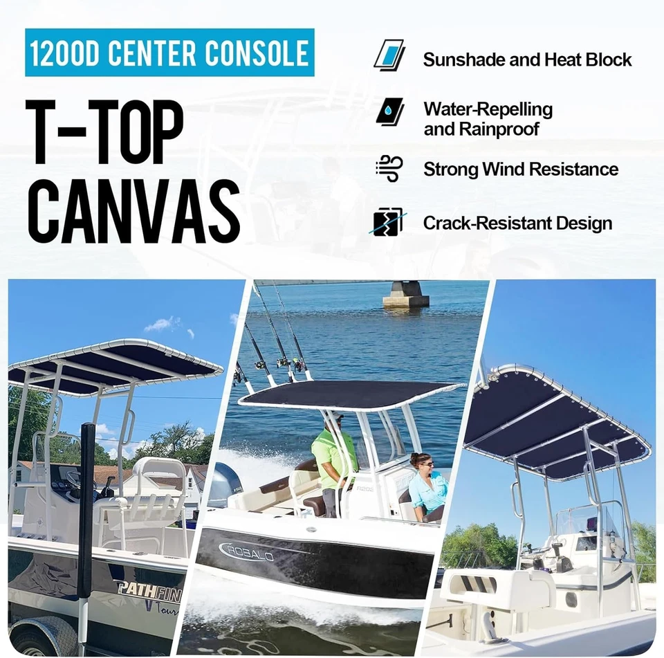 1200D Heavy Duty Marine Grade T Top Canvas Replacement for Center Console Boat w - Image 2 of 4