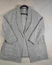 CJ Banks Sz 2X Gray White Textured Open Blazer Jacket Easy Care Chic