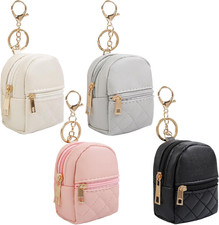 4Pcs Mini Backpack Keychain,Cute Cosmetic Bag for Women Mother's Day,PU Leather