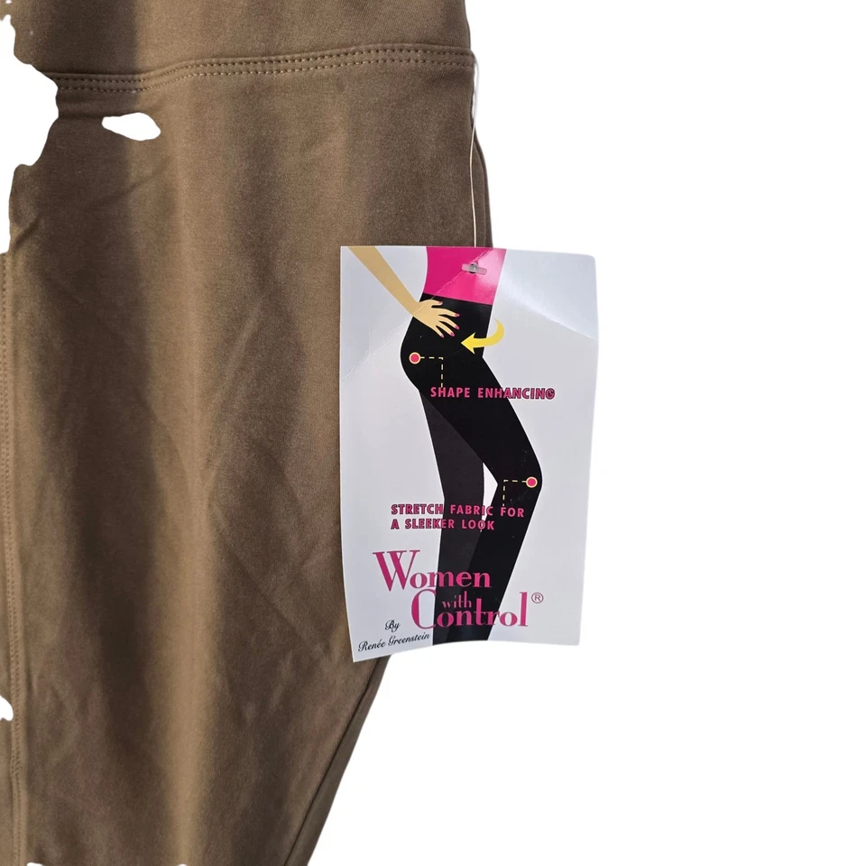 Pantalones ajustados de pierna ajustados para mujer con control Abdomen talla grande 3X color tostado de lujo nuevos sin etiquetas Foto 4 de 4
