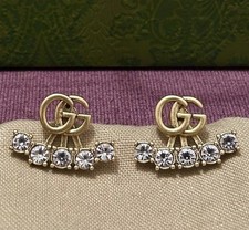 🌹💕🚚 ✅ Women’s Gucci Gold Diamond Earrings Brand New With Box!
