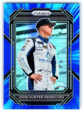 2023 Panini Prizm #31 John Hunter Nemechek Hyper Prizm Blue and Carolina Blue