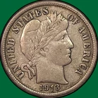 1913 Barber Dime Silver Choice Extremely Fine XF+ Coin #32690