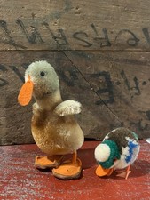 VINTAGE Pair STEIFF Woolen Mallards Ducks w POM POM NUT 1960s Mohair