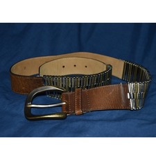 VINTAGE Streets Ahead Leather Metal Medium Belt 32"-34" USA Made VTG