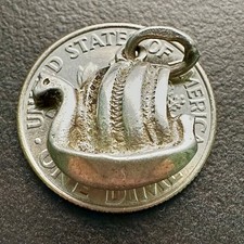 Norse Viking Ship Tiny Pendant 830 Silver Scandinavian Nautical Seafarer Charm