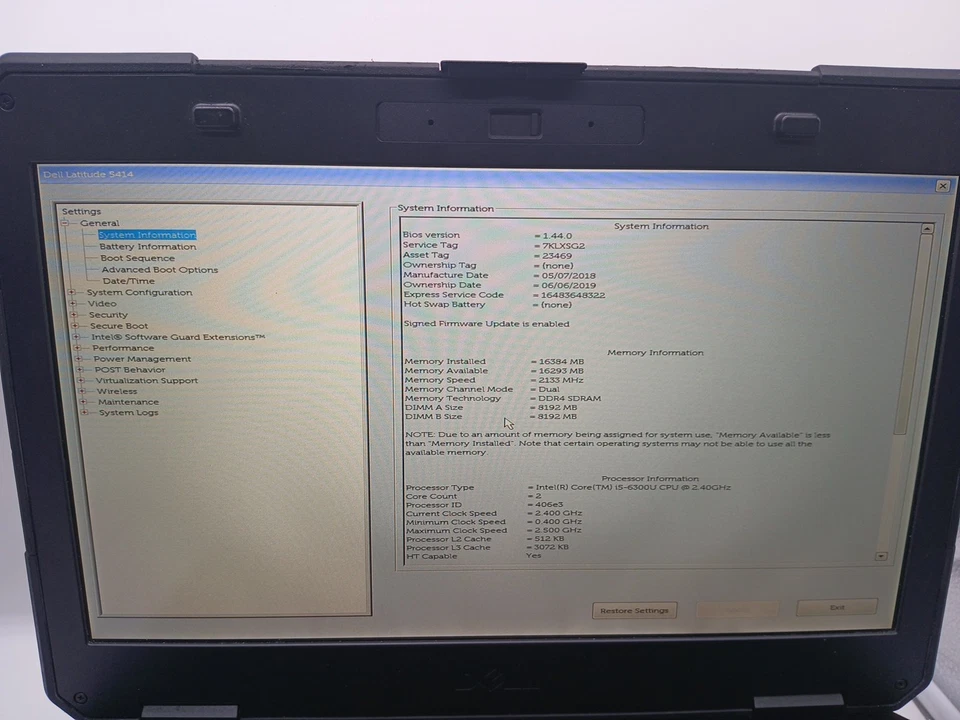 Dell Latitude 14 Rugged 5414 i5 6300U @2.4GHz 16GB RAM 512GB SSD Win 11Pro Touch - Image 3 of 4