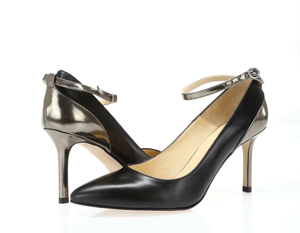 Marvin K Catarina Women's Black Calf Combo Ankle Strap Pumps Sz. 7 - Image 2 of 4