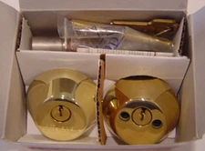 Weiser Double Cylinder Deadbolt Lock Bright Brass D9370 X3  1- 3/8”-1-3/4" NOS