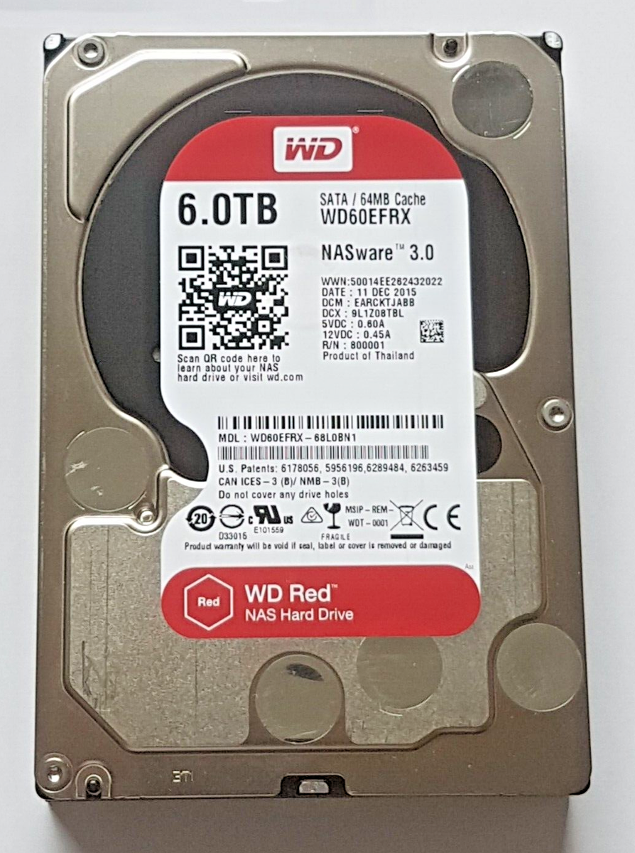 6TB SATA Western Digital WD60EFRX-68L0BN1 5400rpm 64MB HDD 3.5