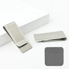 MOPANI Silver Titanium Alloy Minimalist Wallet Sleek/Slim Money Clip Cash & Card