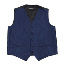 Men's Navy Paisley Designer Tuxedo Vest Formals Weddings Proms Fashion Waistcoat