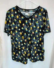 MINIONS Rise of Gru Medical Scrub Top V Neck Women's Size XL -B1