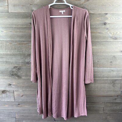 Maurices Womens Cardigan Duster Long Sleeve Open Front Ribbed Mauve Size  Medium