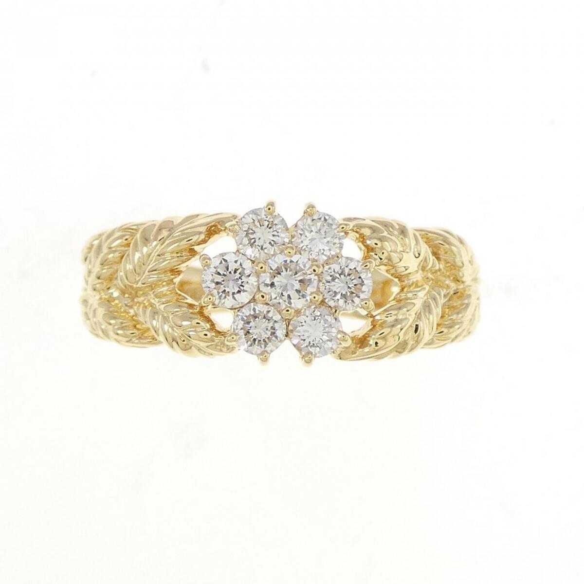 Authentic K18YG Flower Diamond Ring 0.50CT #260-006-812-1686 Authentic K18YG Flower Diamond Ring 0.50CT #260-006-812-1686