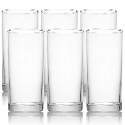 6 x 290ml Pasabahce Tall Drinking Clear Glass Highball Glasses Tumblers Box Set