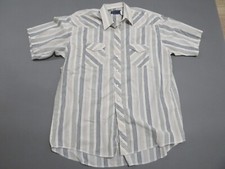 VTG Wrangler Pearl Snap Western Shirt Mens 18 Stripes X-Long Tails Rodeo Cowboy