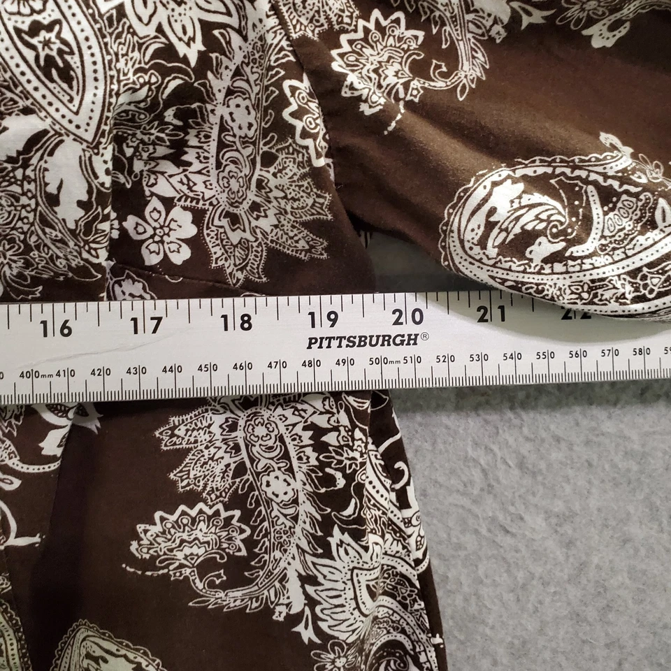 JM Collection Women Top 14 Brown Paisley Long Sleeve Button Up Collar - Image 4 of 4