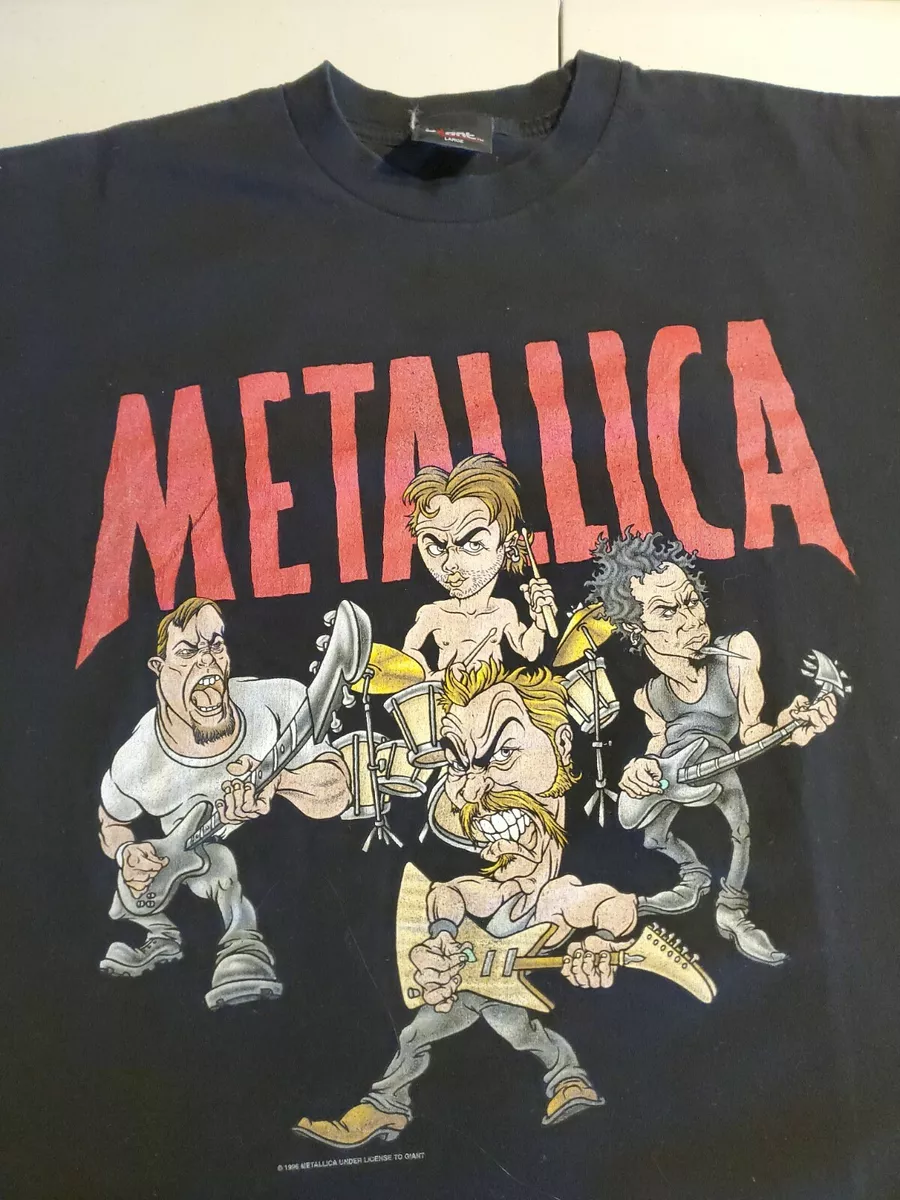 Metallica Vintage T Shirt '96-'97 Load Tour Dates Rock Band Concert  Caricature L