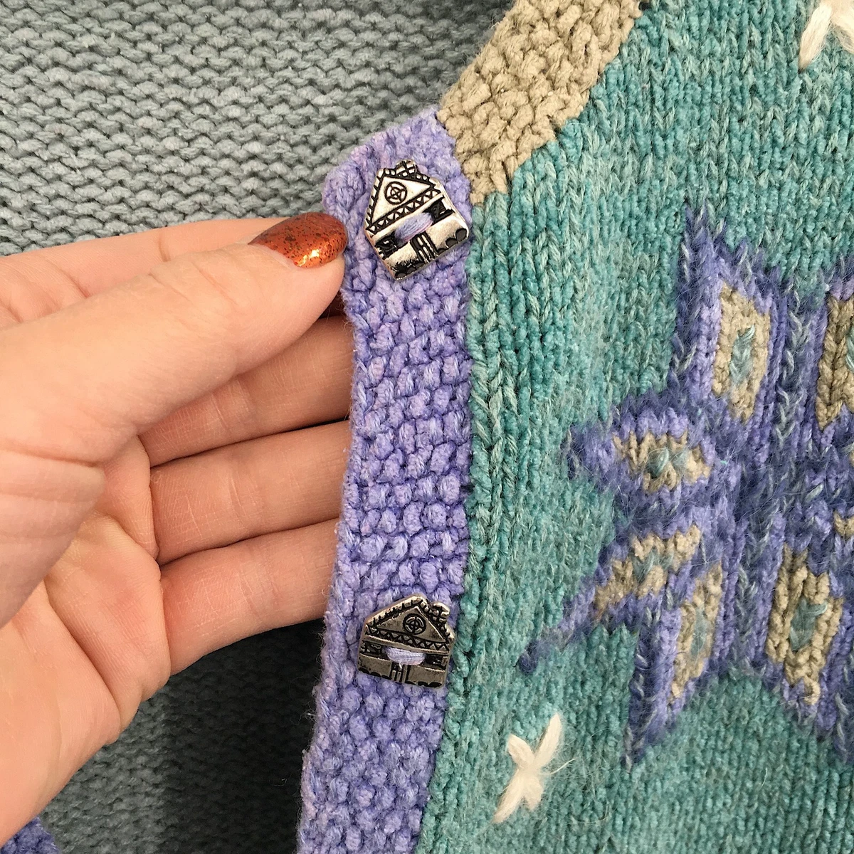 vintage Sigrid Olsen Sport cardigan sweater silk blend blue floral